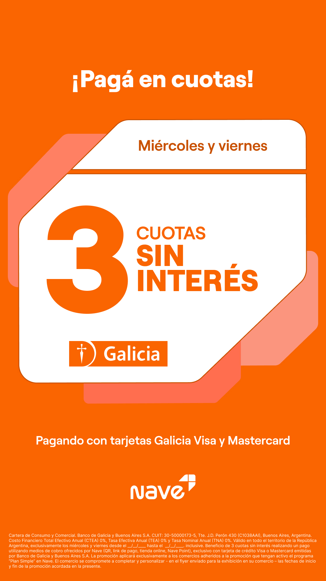 3 Cuotas sin interes banco galicia