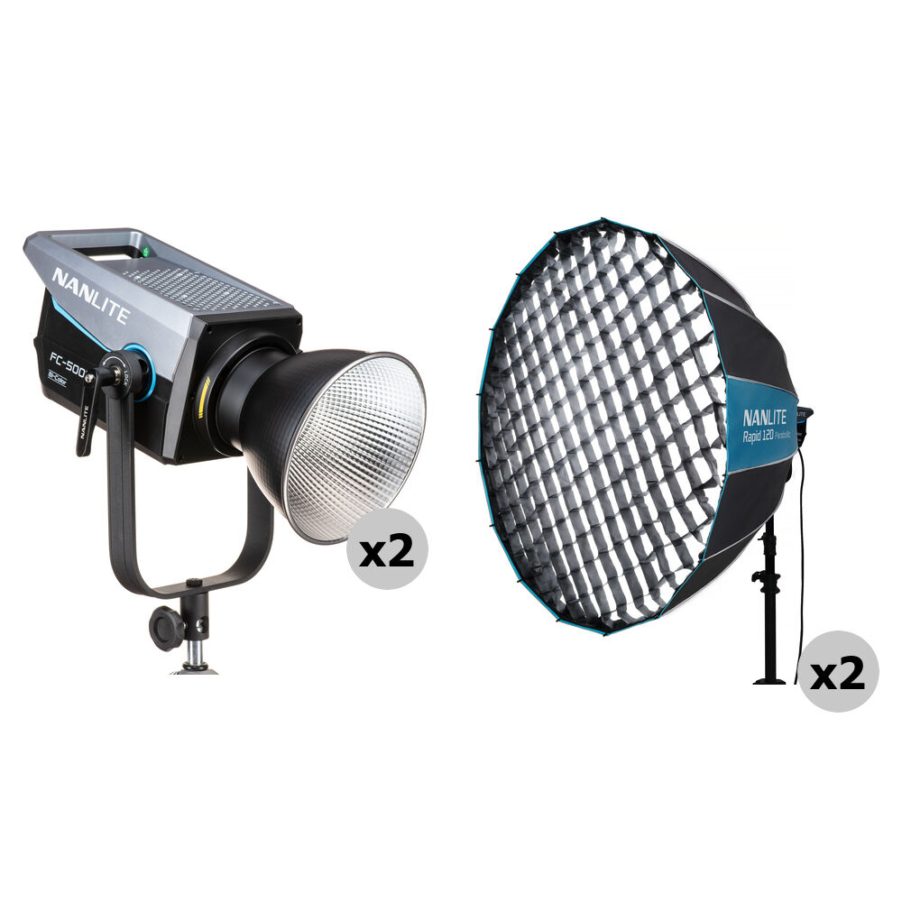 08d8154a8342f2a66c5dac0c8eff8c9b.jpg Foco LED bicolor Nanlite FC500B (kit de 2 luces Rapid 120 Softbox) - Imagen 1