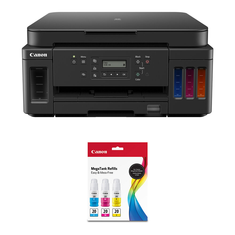 0a61f97b075ca51fd33f1cbc69783709.jpg Canon PIXMA G6020 Wireless MegaTank All-in-One Printer with GI-20 Ink Bottle Kit - Imagen 1