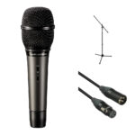 Audio-Technica ATM710 Kit de micrófono de mano de condensador cardioide con soporte para micrófono y cable
