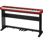 Casio CDP-S160 Kit de piano digital portátil de cuerpo delgado de 88 teclas con soporte de madera de 3 pedales y banco (rojo) - Imagen 5