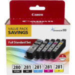 Canon Pixma TS9520a Wireless All-in-One Inkjet Printer with PGI-280/CLI-281 5-Color Value Pack Kit (Black)