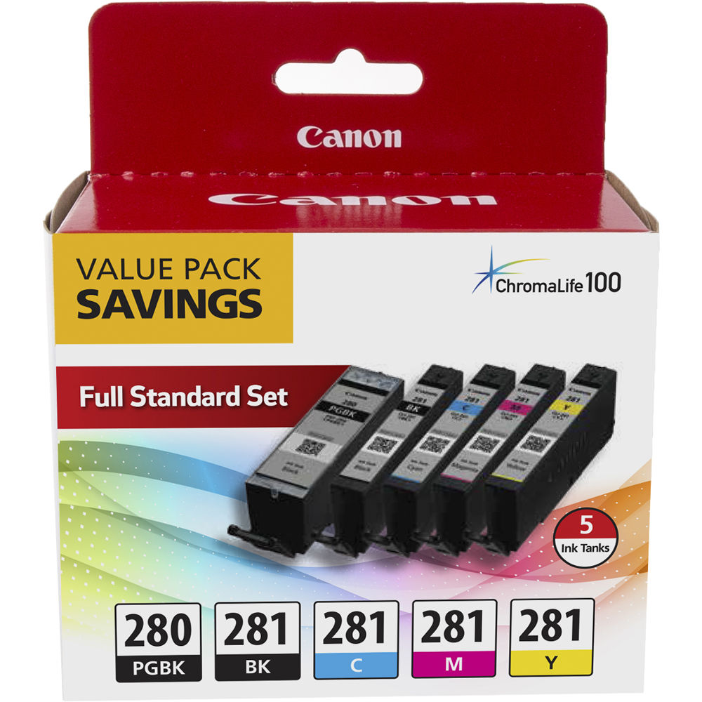 0c32e9821ff3b7ee3f9bfd086ad4ce0d.jpg Canon PGI-280/CLI-281 5 Color Value Pack for Select PIXMA Printers - Imagen 1