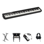 Casio Privia PX-S5000 Kit de piano digital portátil de 88 teclas con soporte X, banco, pedal y auriculares (negro)