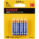Pilas alcalinas Kodak MAX AAA de 1,5 V (paquete de 4)