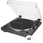 Audio-Technica AT-LP60XBT-USB-BK Tocadiscos estéreo de dos velocidades totalmente automático con Bluetooth y USB (negro, paquete de 2) - Imagen 2
