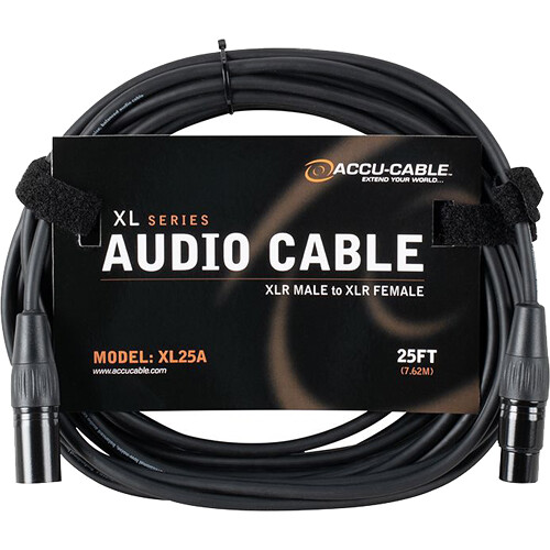 1bdc763e1816068b5d73903c38f75539.jpg American DJ Accu-Cable XLR Male to XLR Female Balanced Audio Cable (25') - Imagen 1