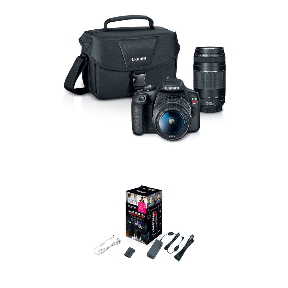 1d2eed9442570fac8f9c4f2f6e787314.jpg Canon EOS Rebel T7 DSLR Camera with 18-55mm, 75-300mm Lenses & Webcam Starter Kit - Imagen 1