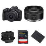Canon EOS R50 Mirrorless Camera with 18-45mm & 50mm f/1.8 Lenses and Essentials+ Kit (Black)