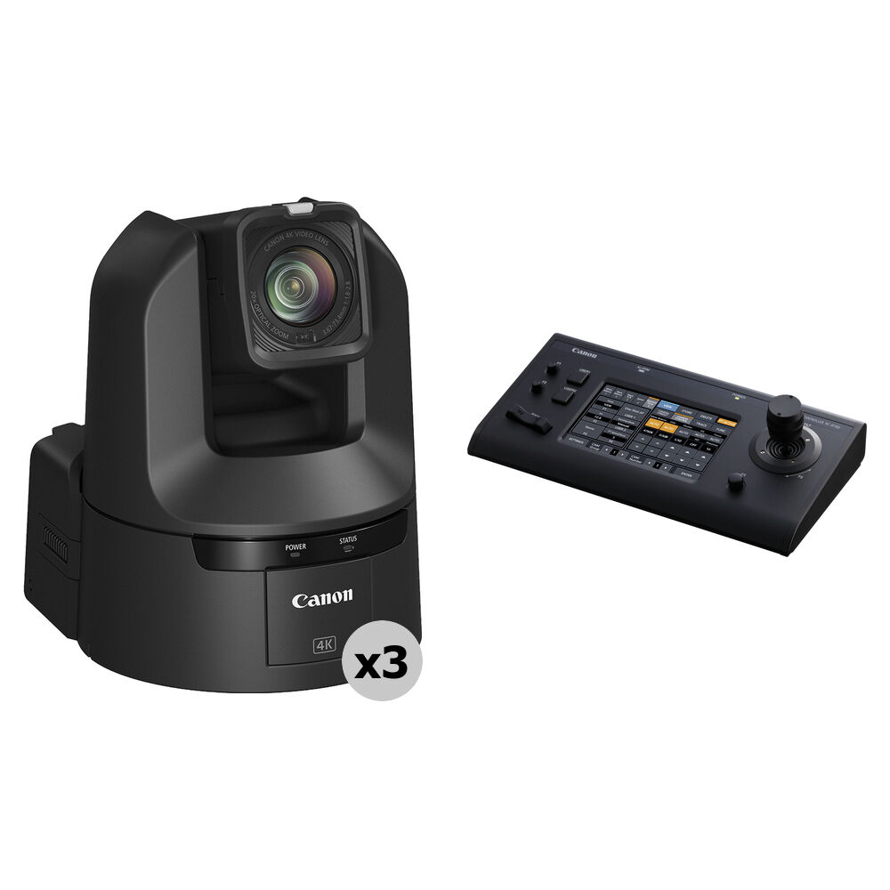 1e9fce799adfc6d65542042a86da3e14.jpg Canon CR-N350 4K NDI PTZ 3-Camera Kit with RC-IP1000 Controller (Satin Black) - Imagen 1