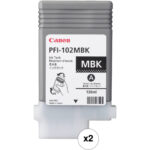 Canon PFI-102MBK Matte Black Ink Tank (130 ml, 2-Pack) - Imagen 2