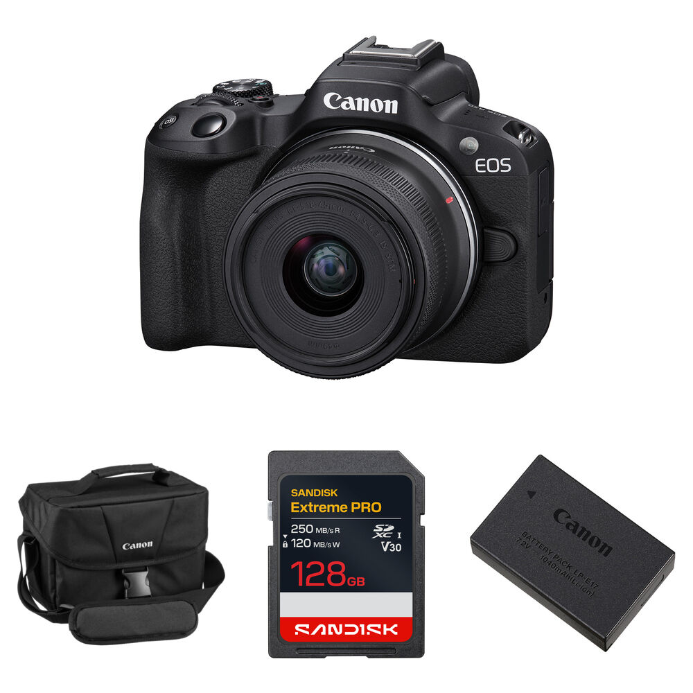 1ec476aeabdfc5832f88bb6c83bdf7c9.jpg Canon EOS R50 Mirrorless Camera with 18-45mm Lens and Essentials+ Kit (Black) - Imagen 1