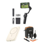 Gimbal para teléfono inteligente DJI Osmo Mobile 6 con banco de energía y kit de limpieza óptica (negro)