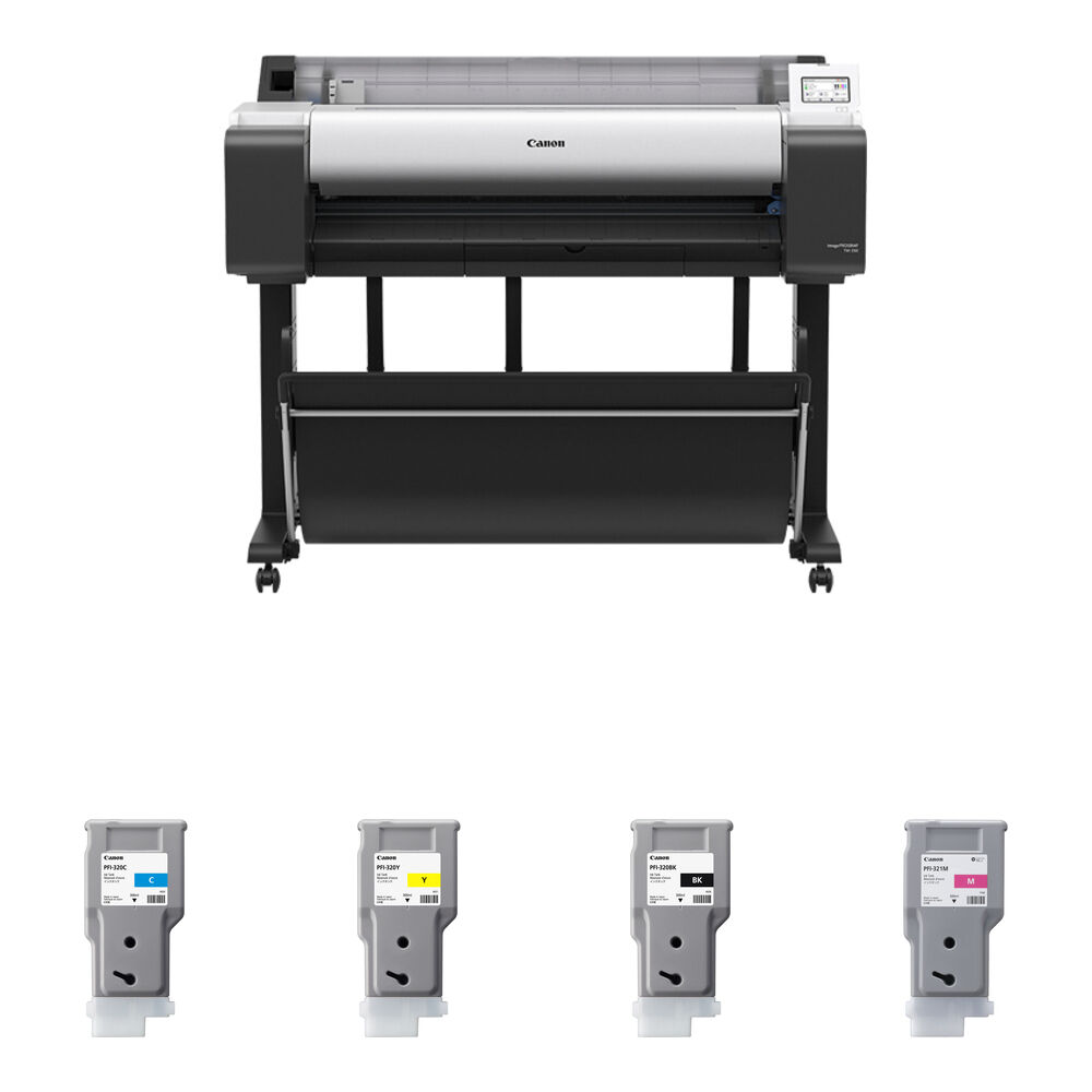 21eeac383d29f23b2d20d746b5cf11da.jpg Canon imagePROGRAF TM-350 36" Large Format Printer with One PFI-321M and Three PFI-320 Ink Cartridges Kit - Imagen 1