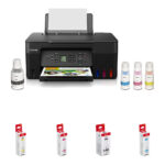 Canon PIXMA G3270 MegaTank All-in-One Wireless Inkjet Color Printer with Four GI-21 Ink Bottles Kit