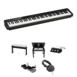 Casio Privia PX-S1100 Piano digital de 88 teclas con soporte, banco, auriculares, pedal triple (negro)