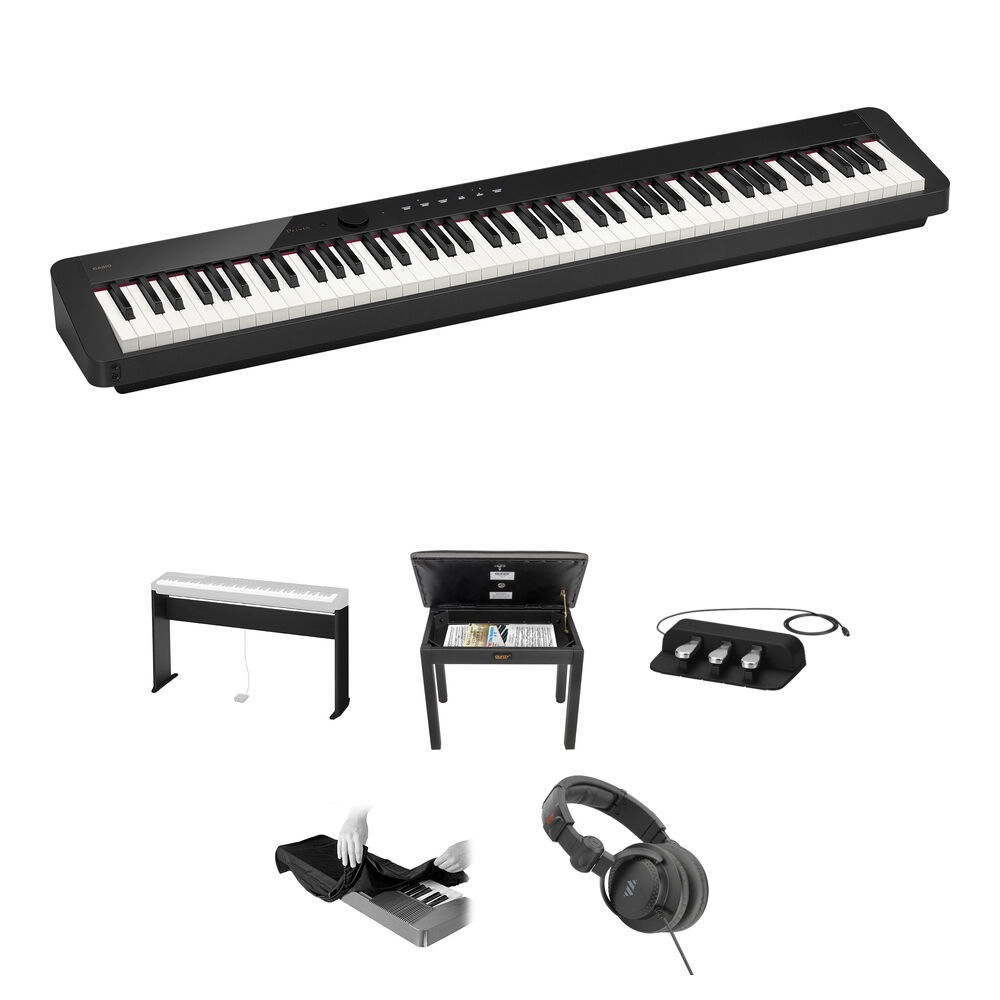 286c9326dfd66a253b833943b0118c35.jpg Casio Privia PX-S1100 Piano digital de 88 teclas con soporte, banco, auriculares, pedal triple (negro) - Imagen 1