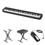 Casio CDP-S160 Kit de piano digital portátil de cuerpo delgado de 88 teclas con soporte, banco y pedal (negro)