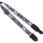 Correa para instrumentos con monograma BOSS BSM-20-WB (correa blanca, logotipo negro)