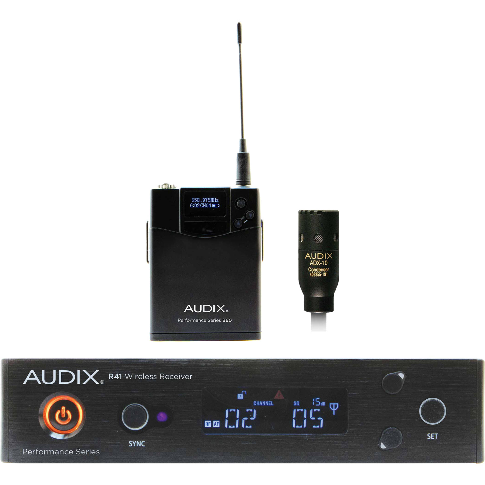 36ea3729d963f0fe1ce82f86cdc44e7b.jpg Audix AP41 Performance Series Sistema inalámbrico de petaca de un solo canal con micrófono de condensador Lavalier ADX10 (522 a 554 MHz) - Imagen 1