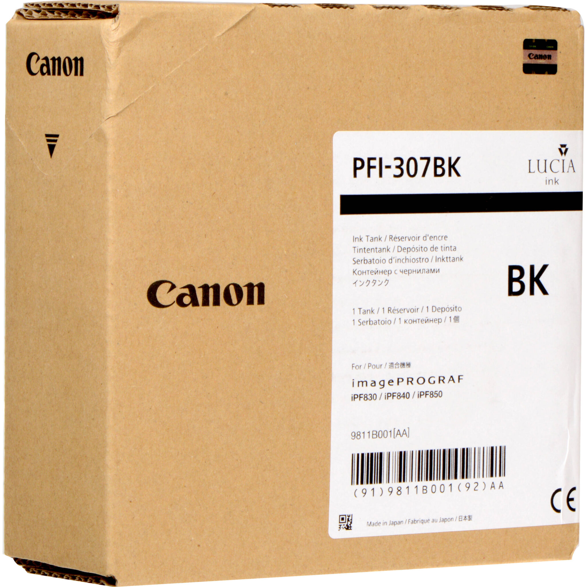 3995b0cf7e5fdd558434289599bf14bc.jpg Canon PFI-307BK Black Ink Cartridge (330 mL) - Imagen 1