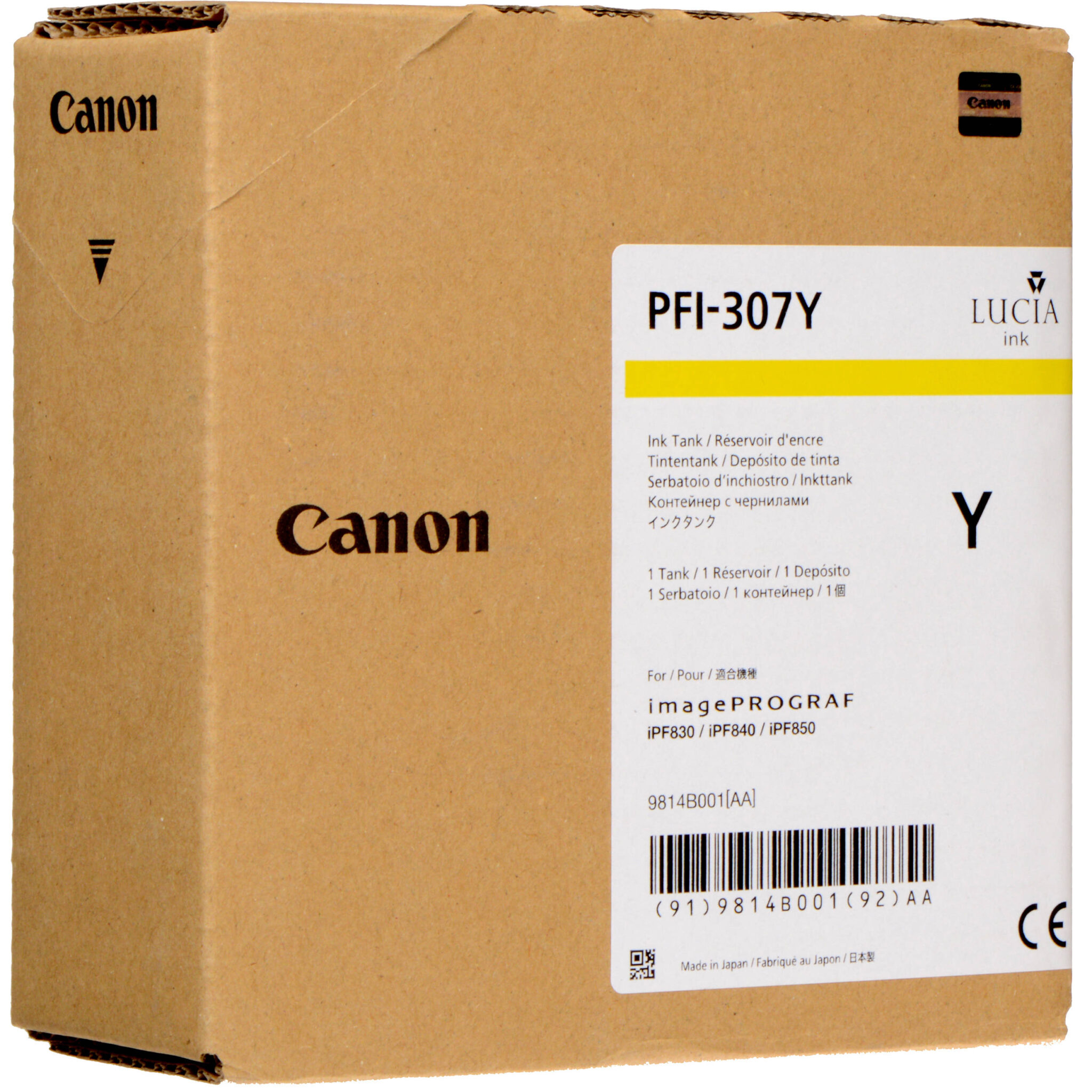 3b1760b4c9a8f78dc5e8bd54e7f6af3b.jpg Canon PFI-307Y Yellow Ink Cartridge (330 mL) - Imagen 1