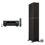 Denon AVR-X3800H Receptor A/V de red de 9,4 canales con kit de altavoces de pie Dymension DM70 (par)
