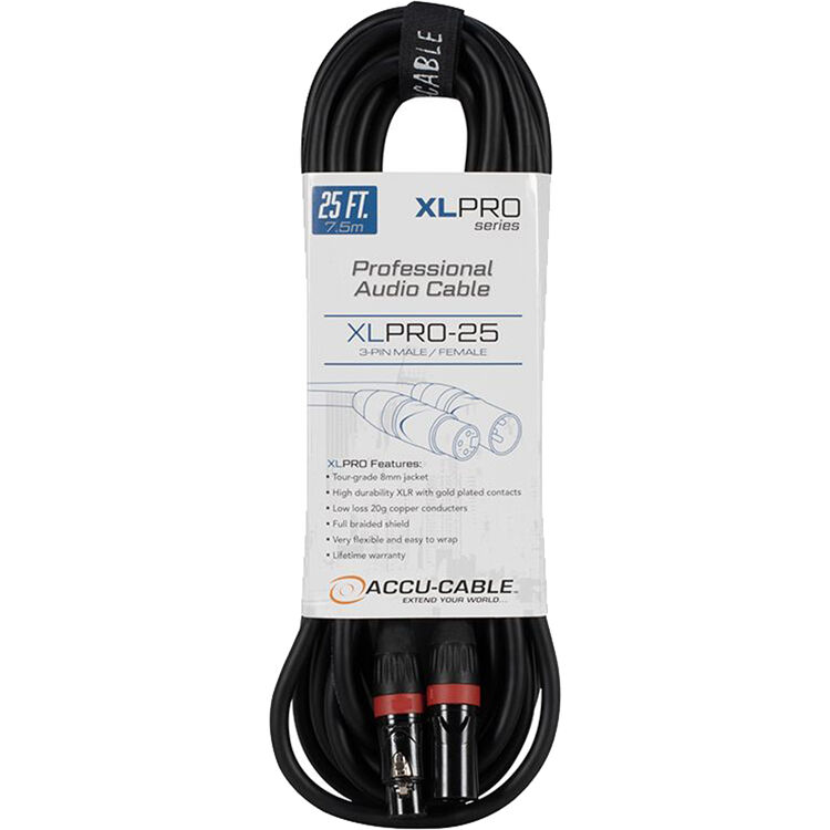 3b4726a1875c97e829bfb2520f5cd266.jpg American DJ Accu-Cable XLPRO-25 XLR3M to XLR3F Audio Cable (25') - Imagen 1
