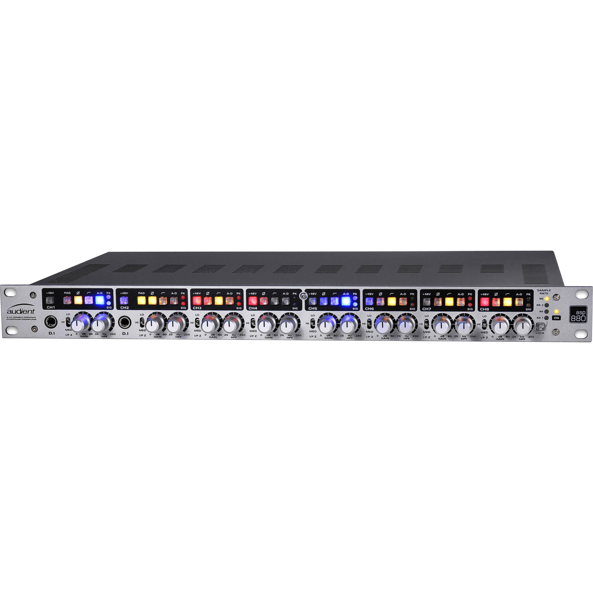 3d5972bb55407300d759143291053fc9.jpg Audient ASP880 - Preamplificador de micrófono de 8 canales y ADC - Imagen 1
