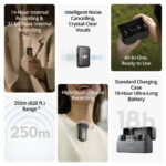 DJI Mic 2 Sistema/grabador de micrófono inalámbrico digital compacto para 2 personas para cámara y teléfono inteligente (2,4 GHz) - Imagen 4