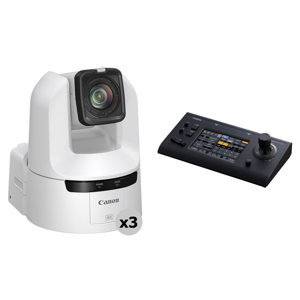 44e33388bcacc0fe8f3078e470684bc0.jpg Canon CR-N400 4K 12G-SDI 20x Zoom PTZ 3-Camera Kit with RC-IP1000 Controller (White) - Imagen 1