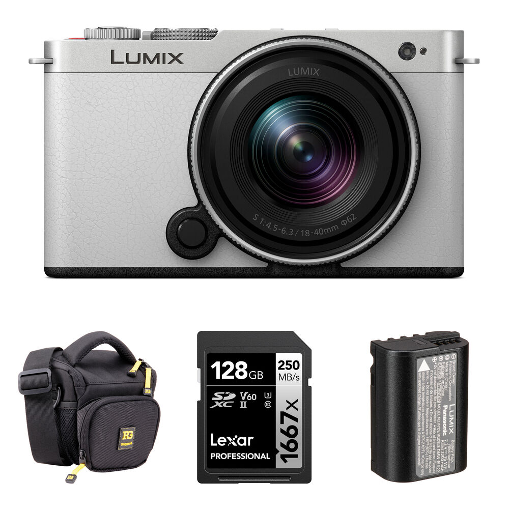 4542560d85f7f4005c7e8e47ec5cb52f.jpg Cámara sin espejo Panasonic LUMIX S9 con lente 18-40 mm f/4.5-6.3 y kit Essentials+ (blanco/plateado) - Imagen 1