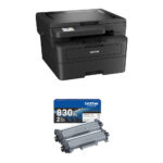 Impresora láser monocromática multifunción Brother HL-L2480DW con kit de cartucho de tóner negro de alto rendimiento TN830XL2PK - Imagen 2