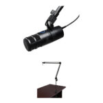 Audio-Technica AT2040USB Kit de micrófono USB dinámico para podcast con brazo de transmisión