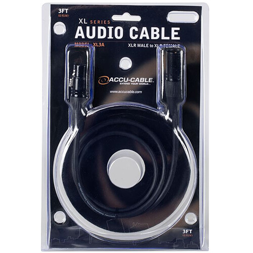 48eb3c7939cfc445d4163da2efbdaa80.jpg American DJ Accu-Cable XLR Male to XLR Female Balanced Audio Cable (3') - Imagen 1