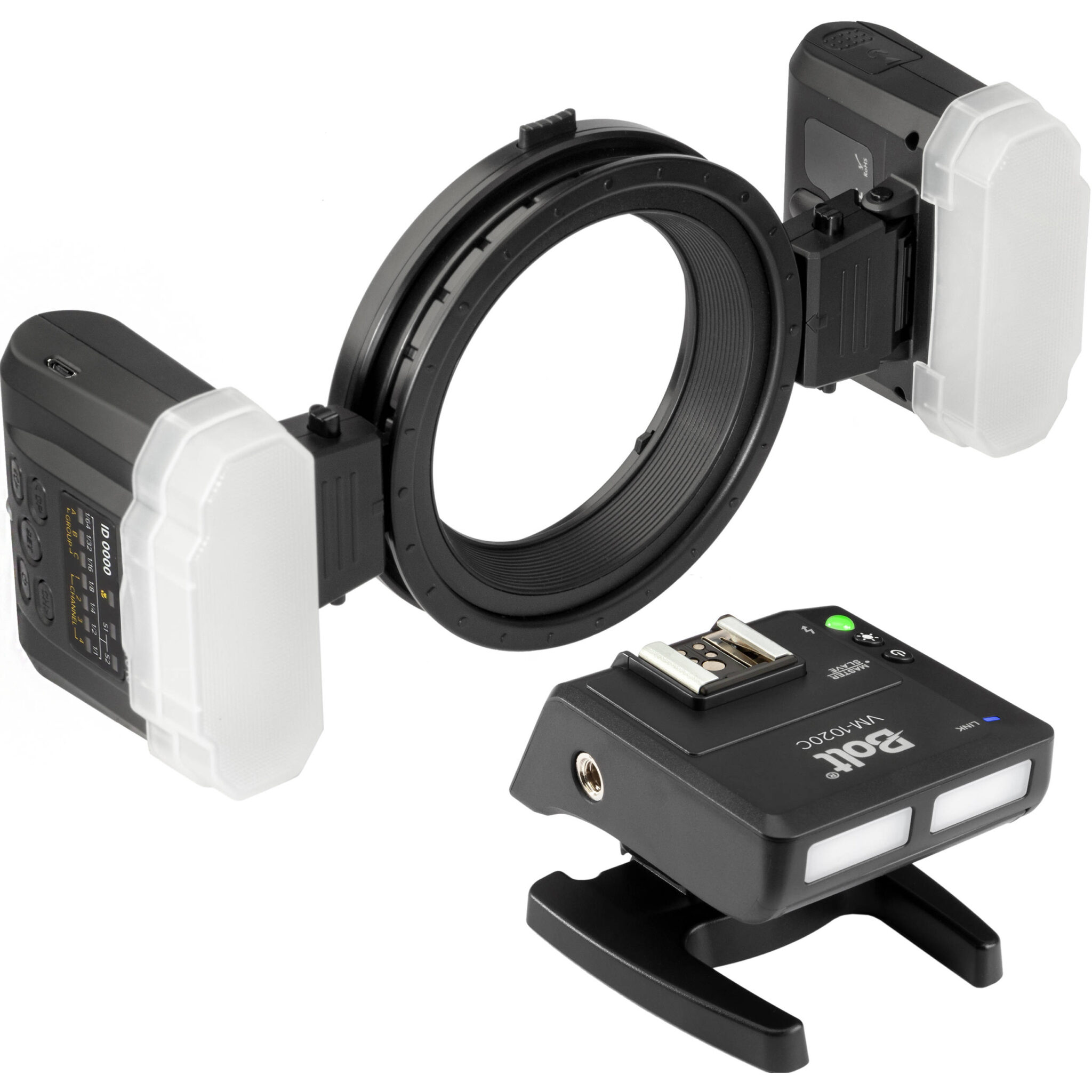 494b1d8f2deb058e1243ea65dc4fdced-1.jpg Bolt TTL Macro Ring Flash con transceptor para Canon con transceptor adicional - Imagen 1