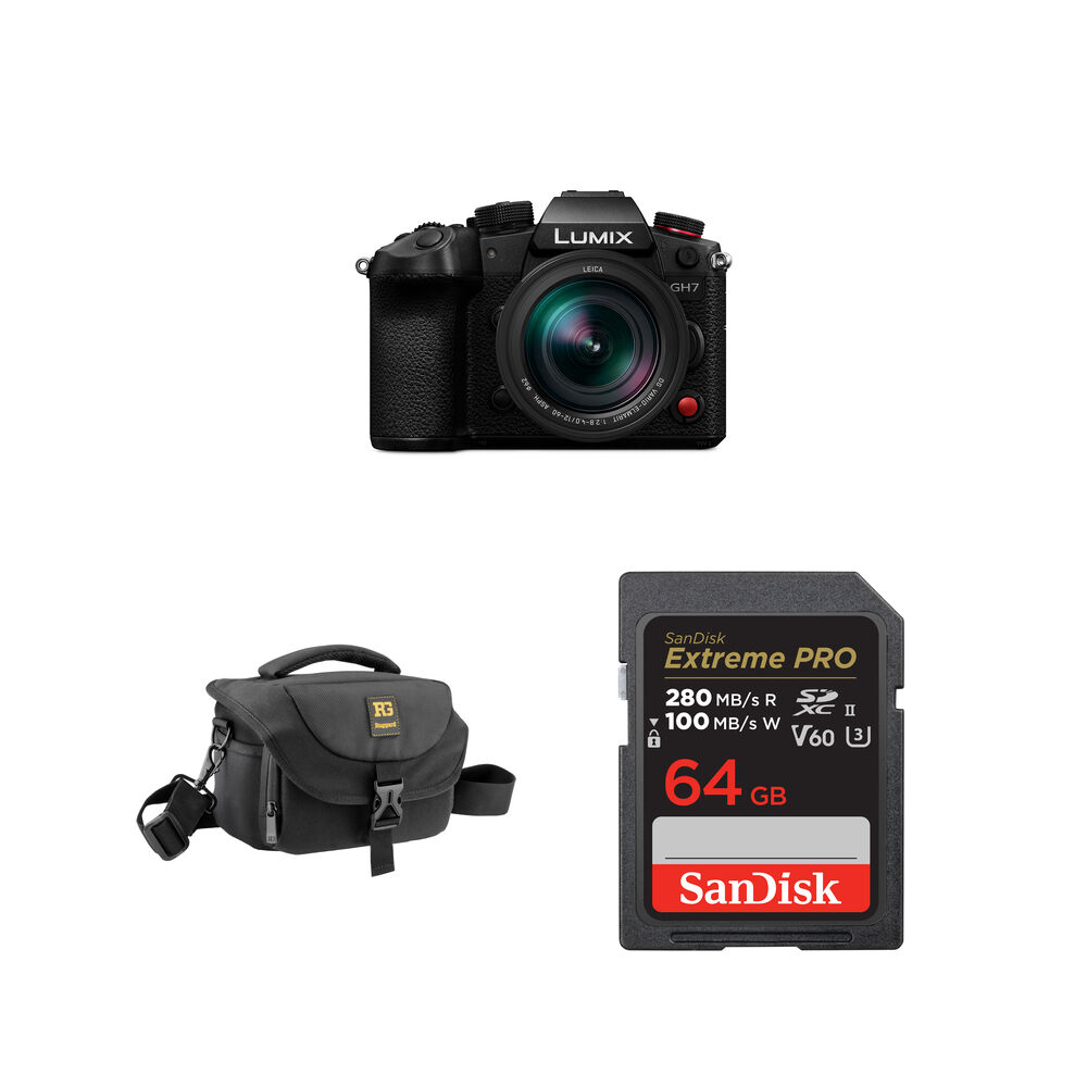 4bc69a10a5688678f824ff246bb5a6ea.jpg Cámara sin espejo Panasonic LUMIX GH7 con lente de 12-60 mm f/2.8-4 y paquete básico (negro) - Imagen 1