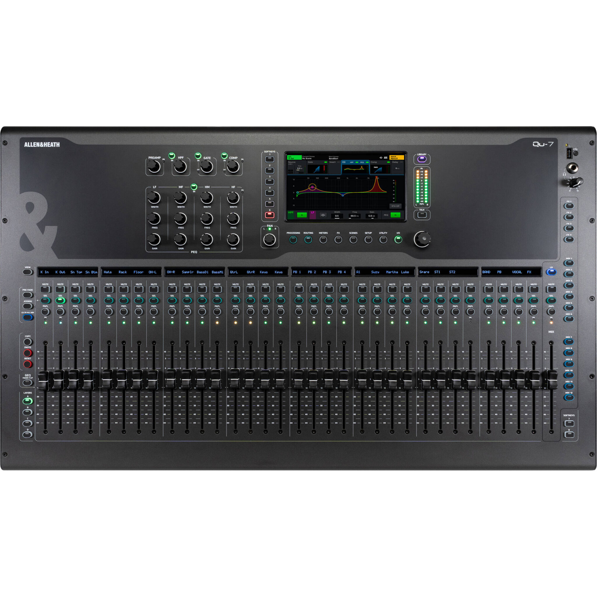 50f189f97ef343a1c46f859f170ca682.jpg Allen & Heath Qu-7 Mezclador digital de 36 canales / 12 buses con 33 atenuadores motorizados - Imagen 1
