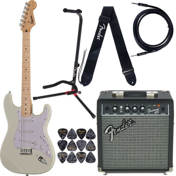 55820d96a8684e0e81805d79eee62e3a.jpg Squier Sonic Strat HT Arctic W Set - Imagen 1