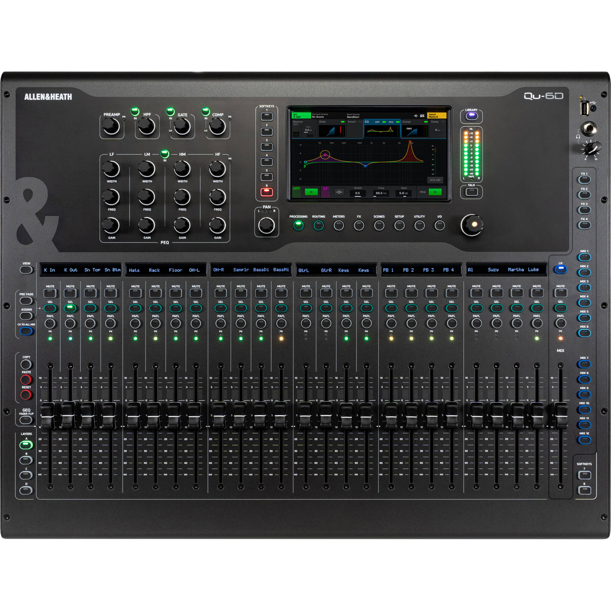 55bd8fcfea65233841e505afc3d21fcc.jpg Allen & Heath Qu-6D Mezclador digital de 36 canales/12 buses con 24+1 atenuadores motorizados - Imagen 1