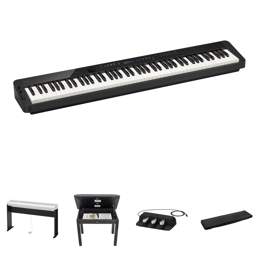 5ac5fe355934dbc8340ea06ed52f633e.jpg Casio Privia PX-S3100 Kit económico de piano digital portátil de cuerpo delgado de 88 teclas con soporte de madera, banco y pedal triple (negro) - Imagen 1