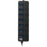 Hub USB 3.0 de 7 puertos Adesso con interruptores de alimentación y adaptador - Imagen 3