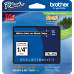 Cinta laminada Brother TZe315 para etiquetadoras P-Touch (blanco sobre negro, 0,25" x 26,2')