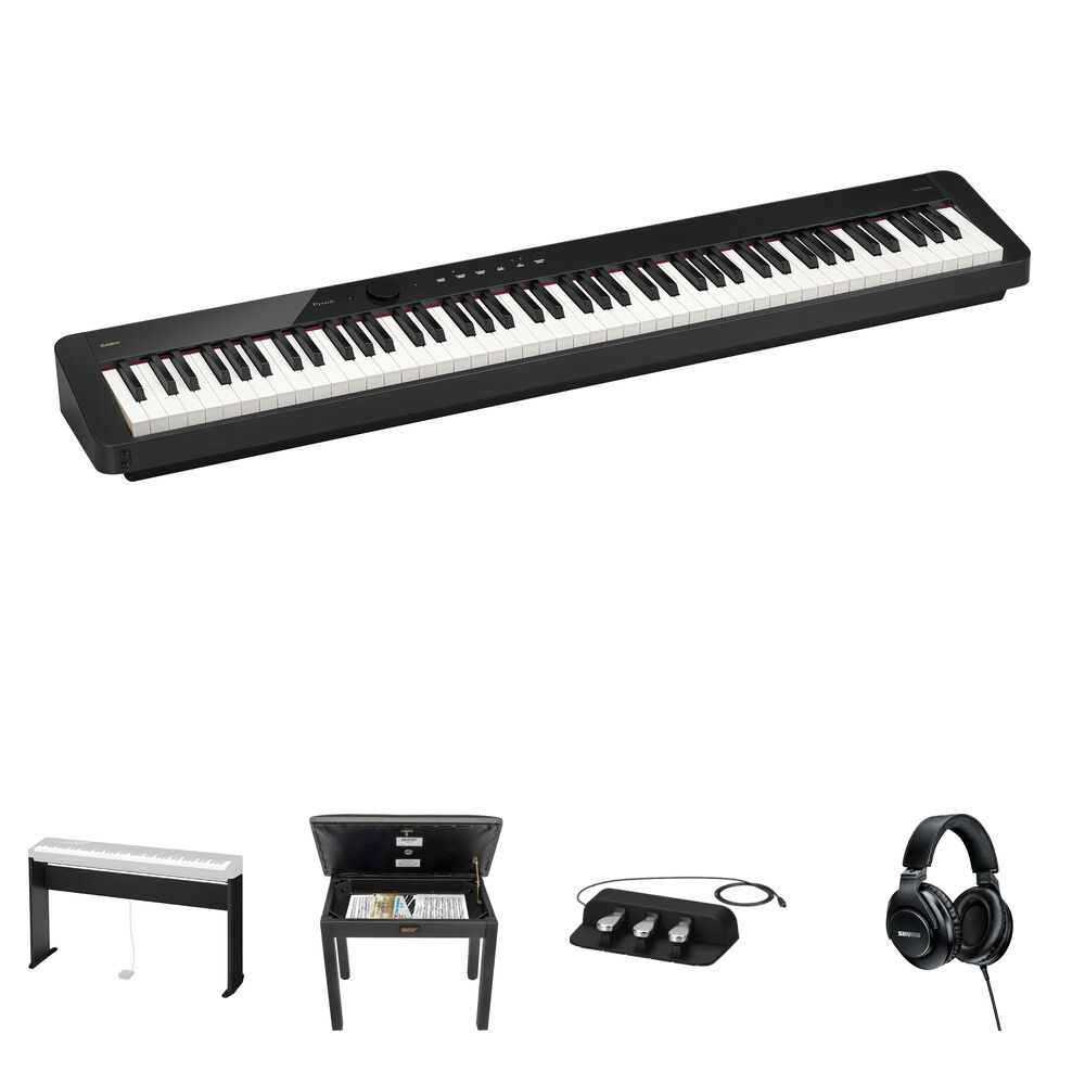 5b7aef133936c13c5896d3a8ea0dfa85.jpg Casio Privia PX-S5000 Kit de piano digital portátil de 88 teclas con soporte, banco, unidad de 3 pedales y auriculares (negro) - Imagen 1