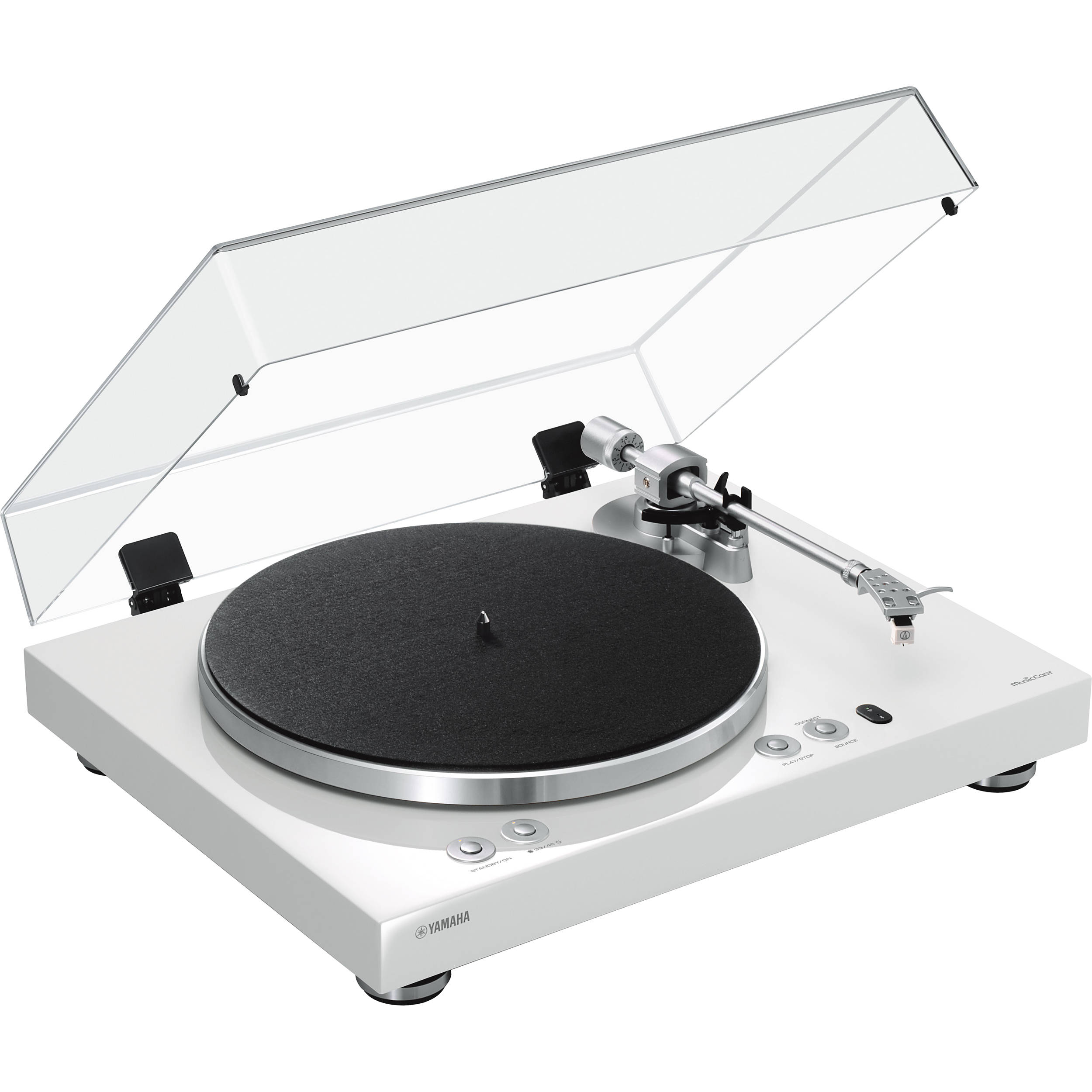 5bfeeb0bf237a024cdc48ad14f0cdc8f.jpg Yamaha MusicCast VINYL 500 Tocadiscos estéreo inalámbrico de dos velocidades (blanco) - Imagen 1