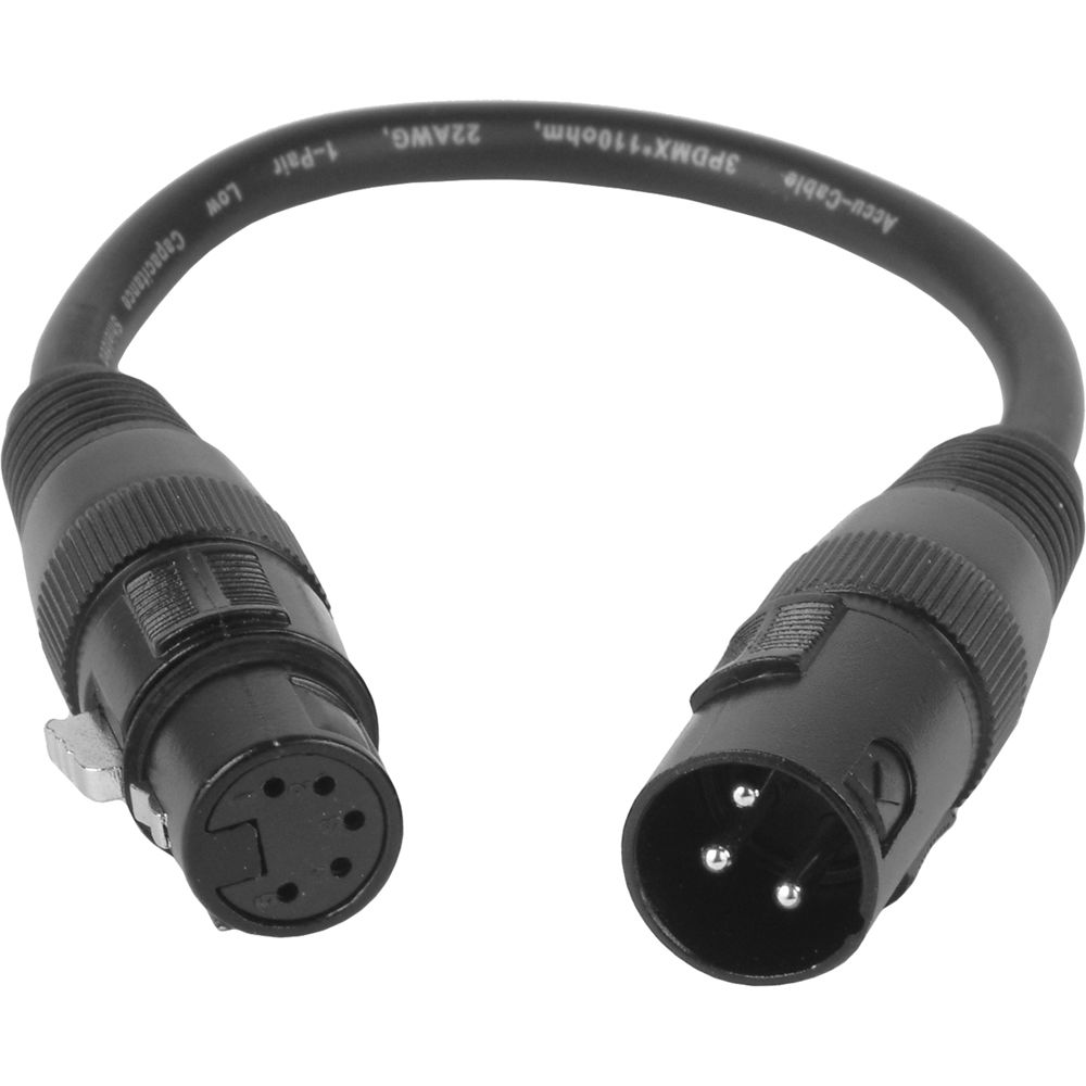 5c86244e862842bd837042e9e7f694cd.jpg American DJ AC3PM5PFM Accu-Cable 3-Pin Male to 5-Pin XLR DMX Turnaround Cable - Imagen 1