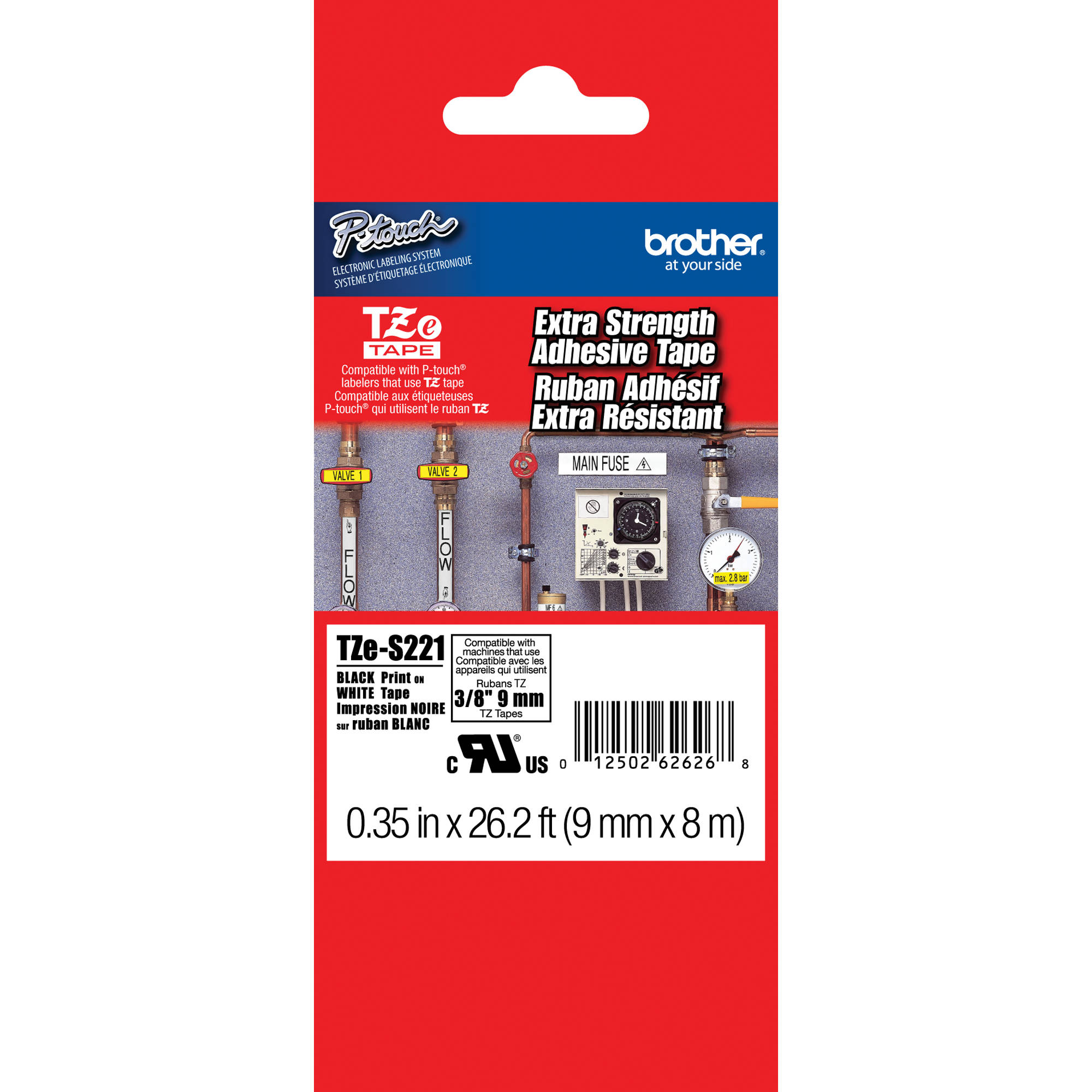 5dd15ecc3d0effc70abd66c1983faf79.jpg Cinta Brother TZeS221 con adhesivo extrafuerte para etiquetadoras P-Touch (negro sobre blanco, 3/8" x 26,2') - Imagen 1
