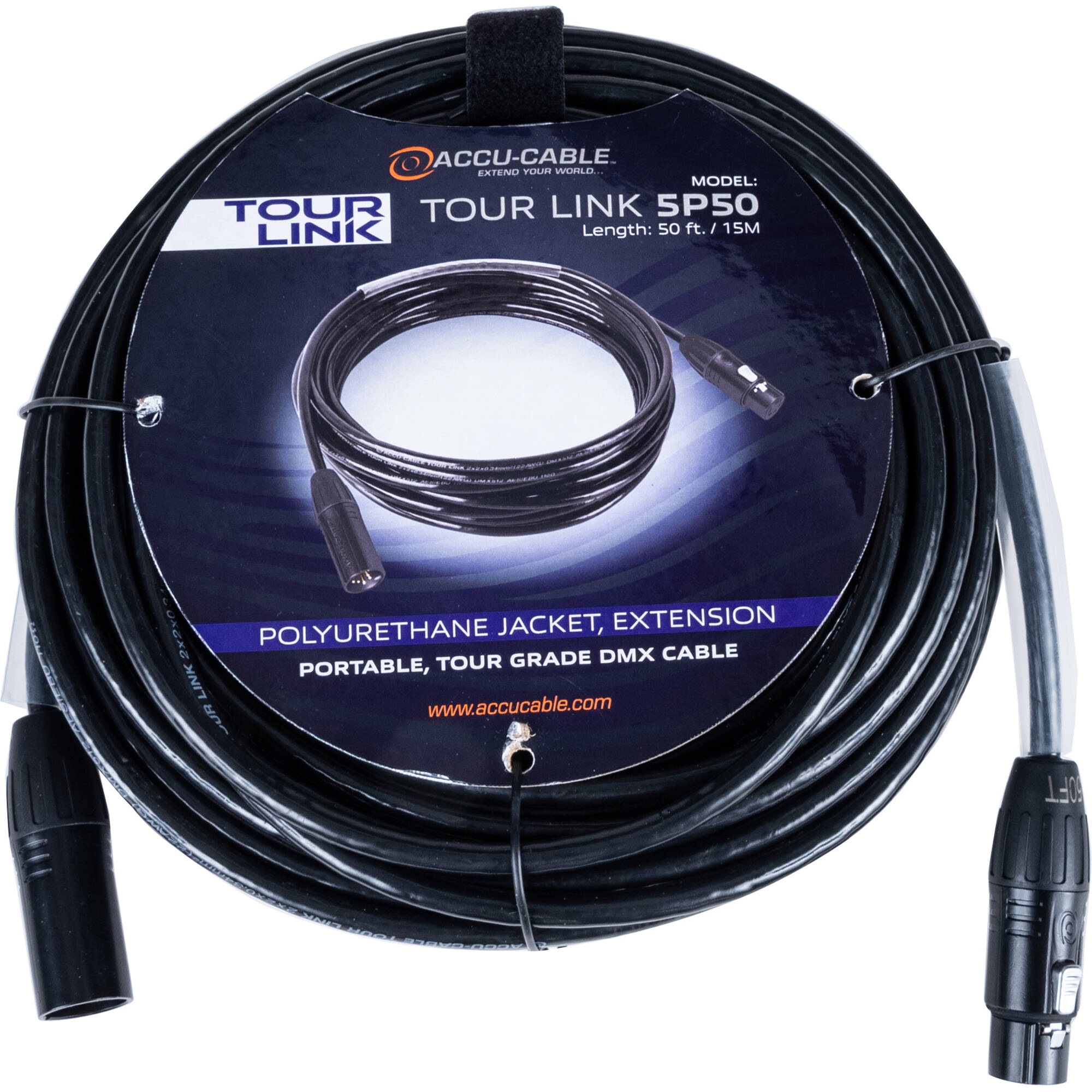 5dec94344df31b144f81d472ca0f6a52.jpg American DJ Tour Link 5P50 Cable DMX profesional Accu-Cable Series de 5 pines (50') - Imagen 1