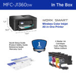 Brother Work Smart MFC-J1360DW Impresora multifunción de inyección de tinta a color inalámbrica con kit de cartucho de tinta negra de alto rendimiento LC501XLBK - Imagen 6