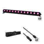 American DJ UBL12H RGBAL+UV Kit de barra de luz lineal con bolsa y cables DMX (paquete de 2)